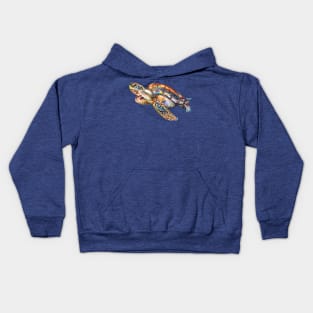 Sea Turtle water color Kids Hoodie